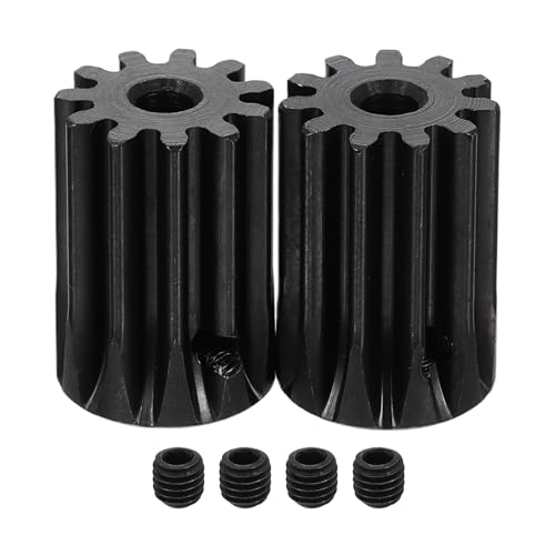 uxcell 2Pcs 1.5 Mod 11T Spur Gear 5mm Bore, 1045 Steel Pinion Gear Black Surface Treatment, 20°Pressure Angle, for Spur Rack and RC Model Car or Motor DIY - size: 1.5 Mod 11T, 5mm