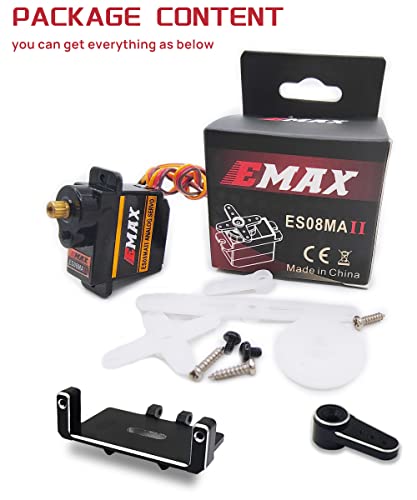 EMAX Steering Servo with Servo Mount and Horm for SCX24 | 12g Micro Steering Servo,for 1/24 Rc Crawler Plane Airplane Robot,Powerful,Smooth,Quiet,Fast - size: Combo Pack 1