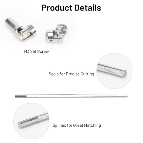 daitoku Driveshaft Universal Joint Drive Shaft 68-229mm Free to Cut Length for SCX10 I II III TRX4 Capra 1/10 LCG DIY RC Upgrade Parts - Silver - color: Silver