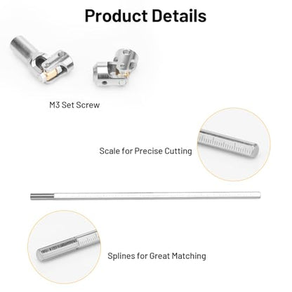 daitoku Driveshaft Universal Joint Drive Shaft 68-229mm Free to Cut Length for SCX10 I II III TRX4 Capra 1/10 LCG DIY RC Upgrade Parts - Silver - color: Silver