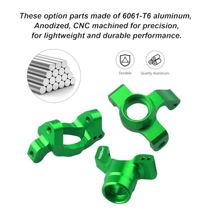 Hobbypark Aluminum Caster Blocks C-Hubs Steering Block Stub Axle Carriers Knuckles Set for Traxxas 1/18 LaTrax Teton Desert Prerunner Rally, Replace Parts 7532 7552X (Green) - color: Green