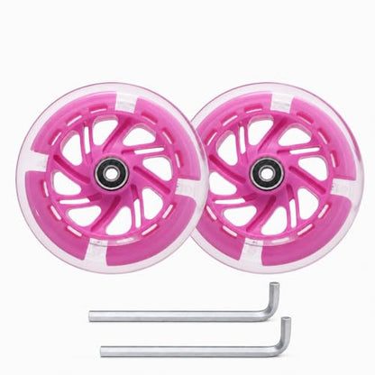 120mm Light Up Scooter Wheels, 2-Pack LED Flashing Replacement Wheels, 85A PU with 608RS Bearings & Spacers for Kids 3-Wheel Kick Scooters (Pink) - color: Pink