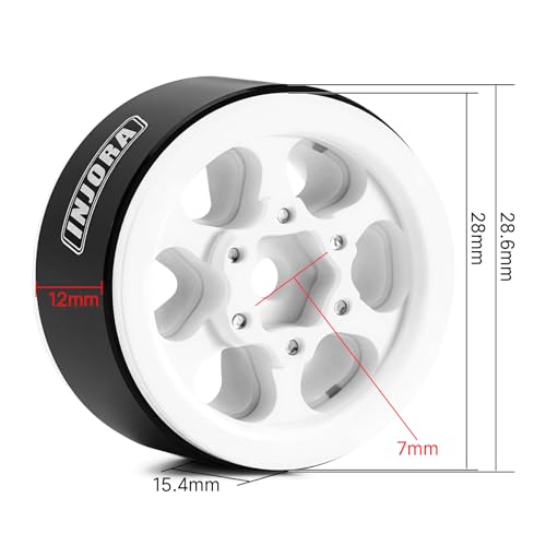 INJORA 1.0 Aluminium Beadlock Wheel for TRX4M 1/24 1/18 RC Crawler（White） - color: White