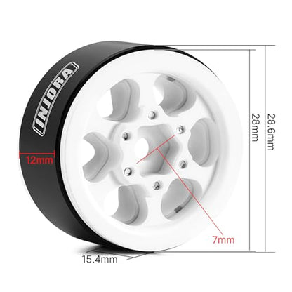 INJORA 1.0 Aluminium Beadlock Wheel for TRX4M 1/24 1/18 RC Crawler（White） - color: White