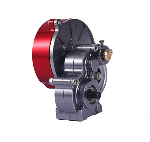 1/10 RC Car Transmission Case Gearbox with Gear Full Alloy Assembled for SCX10 SCX10 II 90047 RC Crawler Car (Titanium) - color: Red