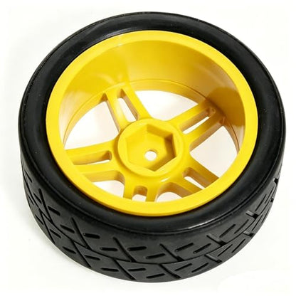 1/10 RC Rally Street Tires OD 65mm with 12mm Hex Hard Plastic Wheels for 1:10 1/12 On Road Drift Touring Car Tamiya TT01 TT02 Traxxas XV02 XV01 TA06 HPI KYOSHO PTG2 A959 4PCS (Yellow) - color: Yellow
