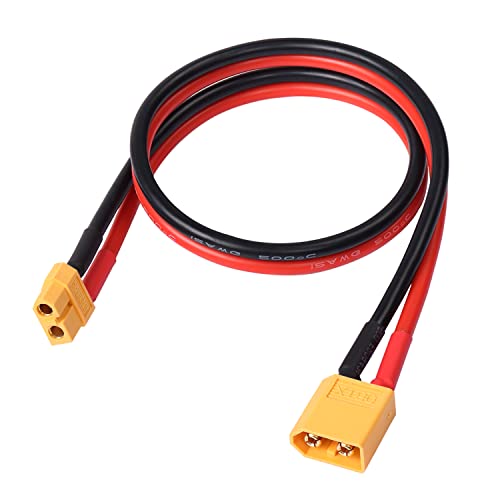MEIRIYFA XT60 XT-60 Extension Cable, XT60 Male to XT60 Female Adapter Extension Cord with 50cm 12AWG Silicone Wire for Solar Panel RV Automotive RC Lipo Battery