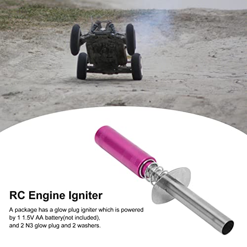 Alomejor Glow Plug Igniter Lightweight Compact RC Engine Starter for HSP 80103 Aircraft Ships (Rose) - color: Red