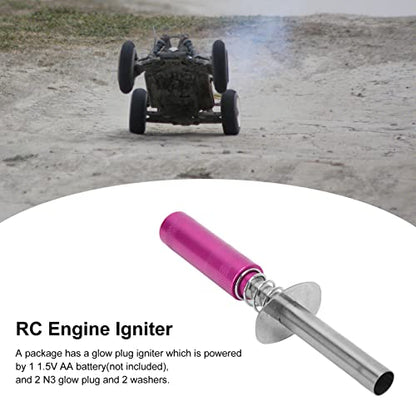 Alomejor Glow Plug Igniter Lightweight Compact RC Engine Starter for HSP 80103 Aircraft Ships (Rose) - color: Red