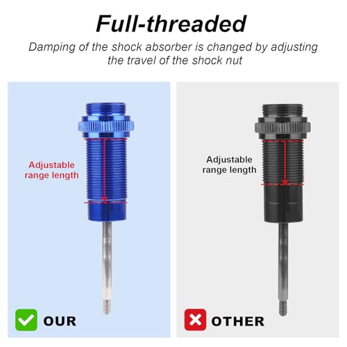 4PCS Aluminum Front & Rear RC Shocks for 1/10 Traxxas Slash 4x4 Compatible with Rustler Stampede Hoss 4WD Replace 5862 (Blue) - color: Navy Blue