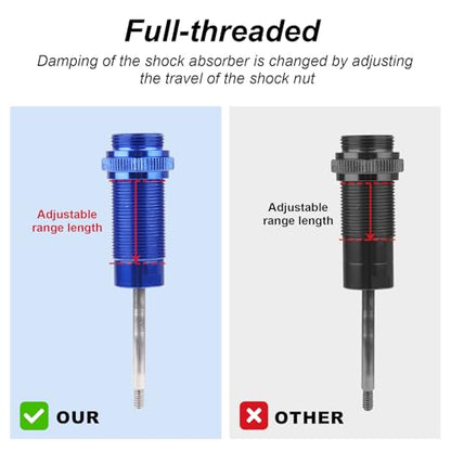 4PCS Aluminum Front & Rear RC Shocks for 1/10 Traxxas Slash 4x4 Compatible with Rustler Stampede Hoss 4WD Replace 5862 (Blue) - color: Navy Blue