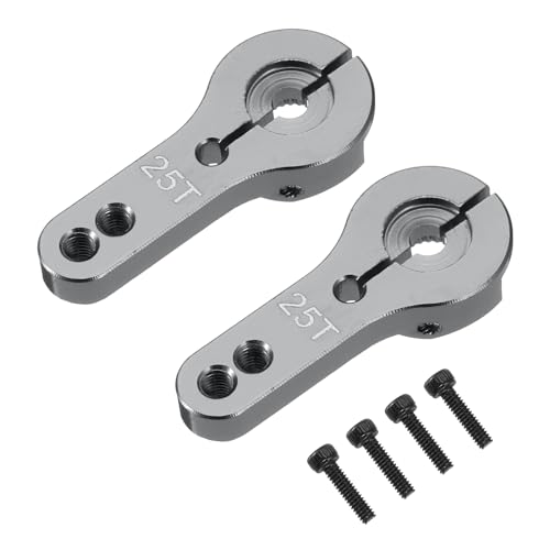 MECCANIXITY Aluminum Alloy 25T Steering Servo Arm Horn Deep Grey for DIY RC Car/Boat/Airplane Boat Accessories 2 Pcs - color: Deep Grey