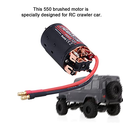 550 Brushed Motor High Power 5Slot RC Car Upgrade Part with Superior Heat Dissipation for 1/10 Scale RC Crawler Vehicle Black Red Metal Plastic Construction 215 Grams (12T) - size: 12T