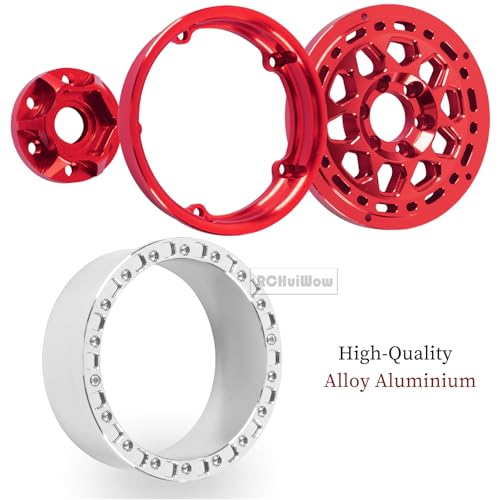 2.2" Beadlock RC Wheels for 1/10 RC Crawler SCX10 Capra,AMG 6x6,TRX4,Red cat Gen8 Everest Gen7 Pro,Alloy Aluminium rc Wheels 2.2 Beadlock Wheel 2.2 rc Rims,4pcs,Red - color: Red(4pcs)