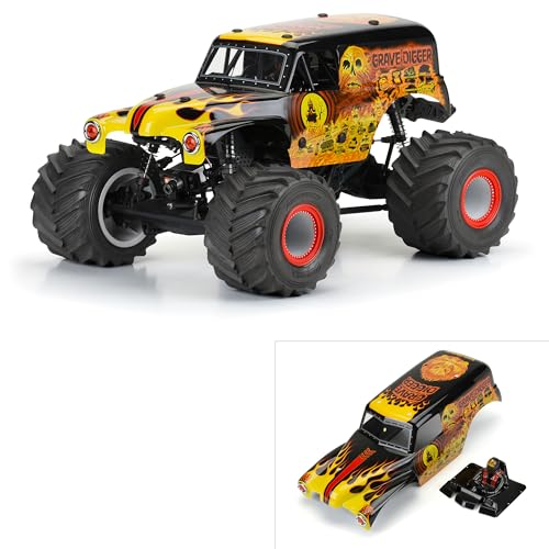 Pro-Line Racing 1/10 Grave Digger Fire Red Painted Body Set LMT PRO359312 Car/Truck Bodies Wings & Decals