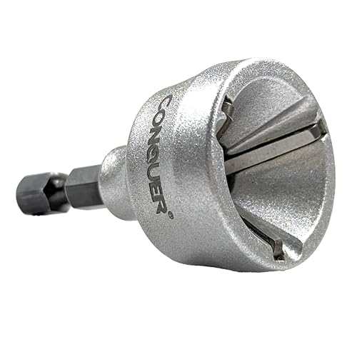 CONQUER Deburring External Chamfer Tool, All Thread Reamer, 1/8"-3/4" | HSS Blade, Quick-Release 1/4" Hex Shank Fits Copper, Aluminum, Brass & PVC Pipe - size: HSS 1/8"-3/4"(3mm-19mm)