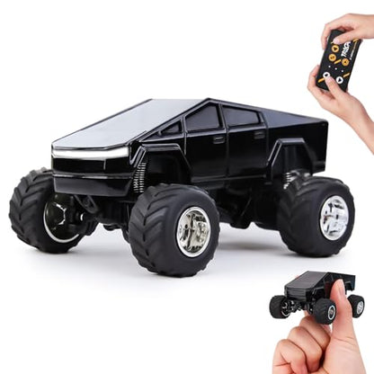 Mini Rc Truck, 1:64 Scale Monster Truck Remote Control Car with Lights, 2.4Ghz & APP Remote Control, Rechargeable Alloy Shell Mini RC Cars with Lights, Speed/Steering Adjustable (Black) - color: Black