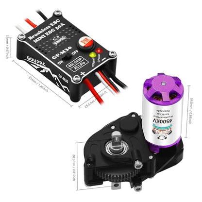 GOUPRC 30A Brushless ESC & 1224 4500KV Brushless Outrunner Motor with Transmission for SCX24 RC Crawler Axial 1/24 RC Crawler - color: Black Transmission