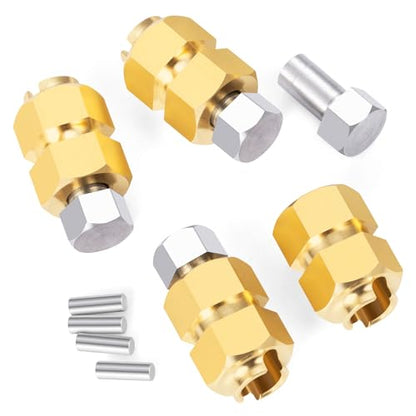 LSG Brass Wheel Hex Hub Extension Adapter Extenders for Tra-xxas 1/18 TRX4 | CNC Machined Wheel Spacers Upgrade Parts - color: Yellow