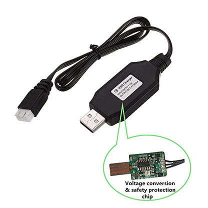 7.4V USB RC Battery Charger 2 Pack, XH-3P Smart Charger for SCX24 SCX10 2S LiPo 100-2000mAh, Overcharge Protection LED Indicator, Compatible RC Car Truck Boat Drone, 1A Output