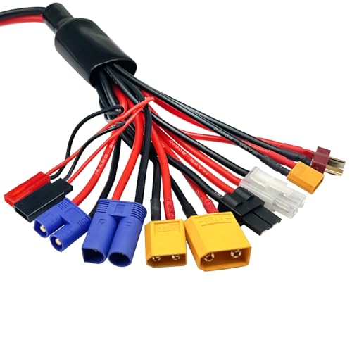 RC Lipo Battery Charger Adapter Connector Splitter Wire 10 in 1 Octopus Convert Cable to XT60H Plug Lead Cable for TRX, T-Plug, Tamiya,Futaba, JST, XT90,XT60,XT30,EC3,EC5