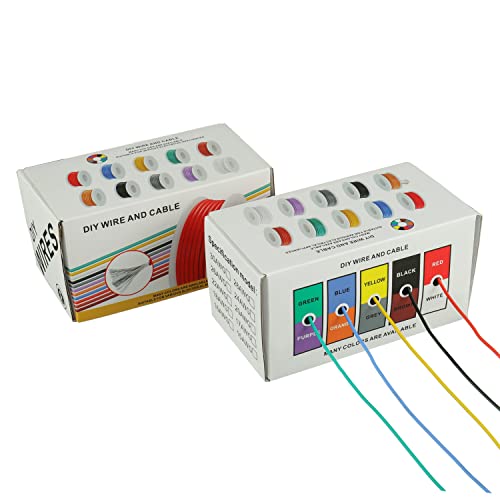 BOJACK 22 AWG Flexible Silicone Wire Electric Wire Hook up Wire Kit 300V Cables with Plus 20 φ3mm Heat Shrink Tubings and a Mini Wire Stripper(5 Colors 19.69Ft Each Color, 22AWG) - size: 22 AWG Silikondraht