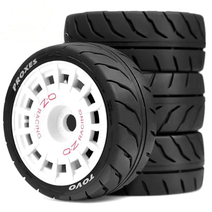 1/10 RC On Road Tires OD 2.68" And Plastic Rally Wheels Rims 12mm Hex for 1:10 Scale Drift Racing Street Touring Car Tamiya TT01 TT02 Traxxas XV02 XV01 TA06 HPI KYOSHO PTG2 A959 4PCS (Black) - color: Black