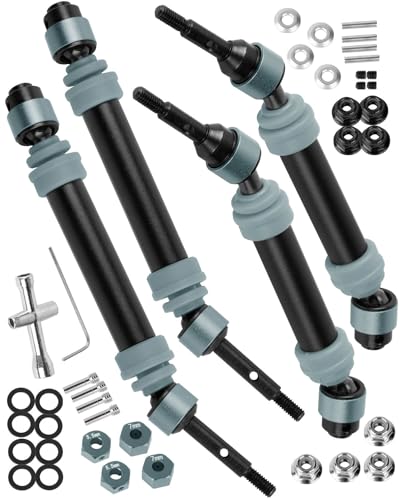 #45 Steel RC Drive Shaft Axles Upgrades Part for 1/10 Slash&rustler&Stampede 4WD 4X4(VXL),Harden Front Rear CVD Driveshafts Hops up,Black witrh Titanium(4PCS) - color: Black Witrh Titanium(4pcs)
