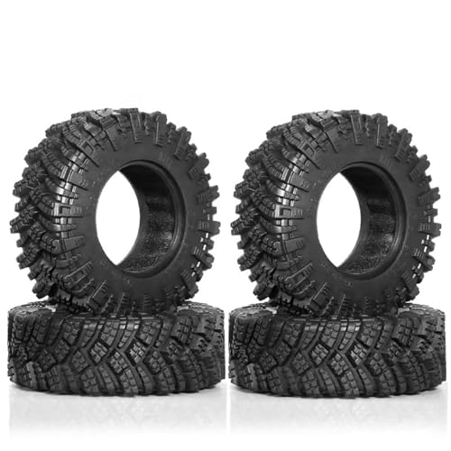 1.9 RC Tires OD 98mm 1/10 Rubber All Terrain Mud Crawler Tyres with Foam for 1:10 Rock Crawler Car Axial SCX10 SCX10 III AXI03007 D90 TF2 MST Tamiya RR10 Beadlock Wheels Hubs 4PCS
