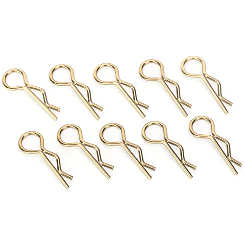 Qiilu Durable RC Body Clips for 1/5 1/6 /8 /10 RC Car - 10Pcs Metal Shell Clip Pins, Teardropshaped Pull Tabs (Gold) - color: Gold