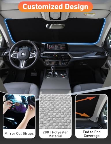 EcoNour Windshield Sunshade Compatible for Lexus RC Coupe 2015-2022 2023 2024, Sun Visor for Front Windshield & Window Sun Shade Cover, UV Heat Blocker & Protector, Car Accessories