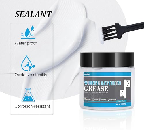 White Lithium Grease - 4oz Multi-Purpose Lubricant for Metal-to-Metal Joint, High Temp Automotive Grease with Brush, Ideal for Brake Machinery, Bearing, Gears, Hinge, Sliding Track