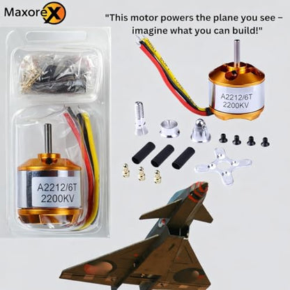 DIY RC Airplane Kit A2212 KV2200 Motor, 30A ESC, 4 Servos, 2 Propellers | Complete kit includes 4 SG90 servos, XT60 connector, motor mount, Z-bend linkages, and all required linkage hardware. - size: (Complete) KV2200