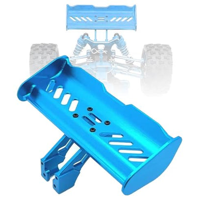 RC Tail Wing Aluminum Tail Wing Rear Spoiler Sturdy 1:14 1:12 Modification Tail Wing Bracket for 144001 124019 144016 4001R, Blue - color: Blue