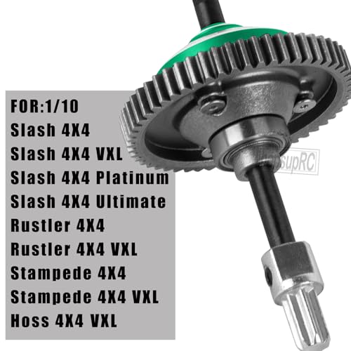 54T Main Gear&Differential Case Upgrades Part for 1/10 Slash/Rustler/Stampede/Hoss 4X4(VXL),Slash 4WD(Platinum/Ultimate),Metal Slipper Clutch Eliminator Differential Locker Gear.Green - color: Green(54t)