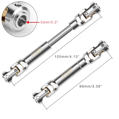 Stainless Steel Driveshaft for 1/10 RC Crawler TRX4 SCX10, 86-105mm | CNC Machined, Heavy-Duty Drive Shafts, Splined Engagement - size: 86-105mm