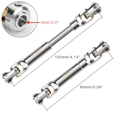 Stainless Steel Driveshaft for 1/10 RC Crawler TRX4 SCX10, 86-105mm | CNC Machined, Heavy-Duty Drive Shafts, Splined Engagement - size: 86-105mm