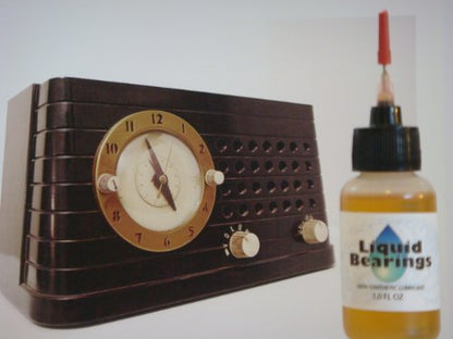 Liquid Bearings, 100%-Synthetic Oil for Clock-radios, gets Old Sticky Movements Going Again!