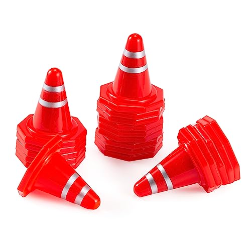 20Pcs Simulated Traffic Cones, Mini Decoration Toys Traffic Road Cones for RC Crawler 1:16 1:18 1:24 RC Car SCX24 FCX24 TRX4M