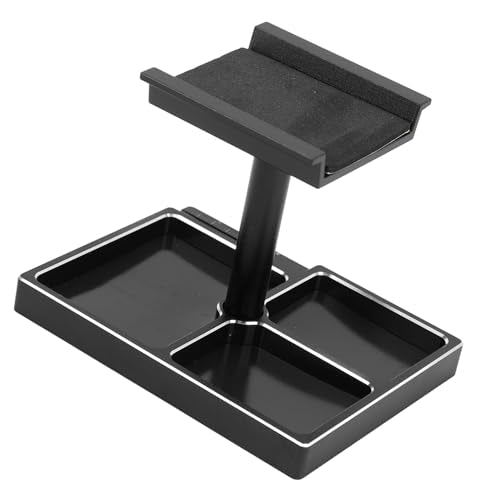 RC Car Working Stand with Magnetic Screw Trays for 1/18 1/24 RC Cars Aluminum Repair Workstation Kit (Black) - color: Black