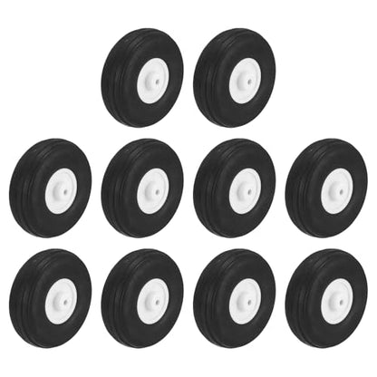 MECCANIXITY 10Pcs RC Airplane Wheels 1.5" OD Aircraft PU Rubber Tire Tail Airplanes Wheel Replacement for DIY Model Plane Helicopter Car - size: 1.5" OD