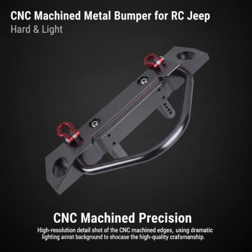 Axial SCX10 Front Bumper Upgrade Part, CNC Machined Aluminum Alloy RC Bumper with Winch Mount for 1/10 Scale and MST SCX10 II Crawler