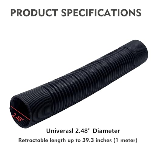 2.5" Car Air Intake Pipe, 10.2" - 39.3" Retractable Cold Air Conduction Hose, Anti-leak Flexible Turbo Inlet System Duct, Universal Modification Accessory for Most Cars (Black) - color: Black #2.5 "