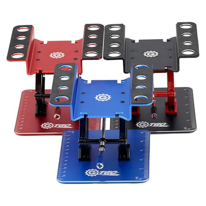 RC Car Adjustable Height Work Stand with Screwed Tray Made of Aluminum Alloy Suit for TRX4M Axial Arrma Redcat Losi Etc 1/8 1/10 1/12 1/14 1/16 1/18 RC Car Tool Set (Red) - color: Red