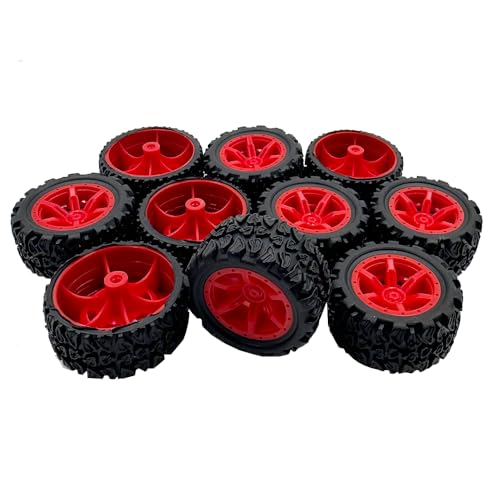 10PCS Toy Car Wheels 39mm Toy Car Rubber Tire Wheels with 5PCS Shaft Round Rod Axles for RC Car Truck Robot DIY Model Toy Parts (2x20x39mm) - style: 2x20x39mm
