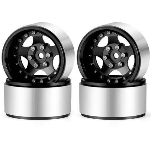 4PCS Aluminum 1.9" Beadlock Wheel Rims, Black | Upgrades for Axial SCX10 I II III, TRX4, GEN7 GEN8, 1/10 RC Crawler Truck Car - color: Black