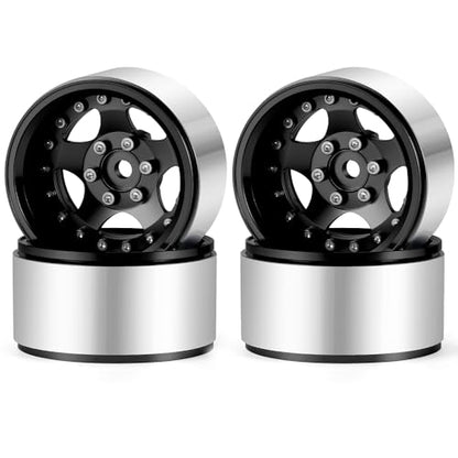 4PCS Aluminum 1.9" Beadlock Wheel Rims, Black | Upgrades for Axial SCX10 I II III, TRX4, GEN7 GEN8, 1/10 RC Crawler Truck Car - color: Black