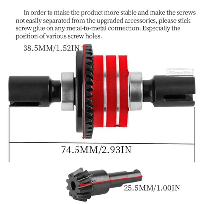 RC F/R Diff 43t &10t Input Gear Upgrades Part for 1/8 Kraton/Outcast/Talion 6S BLX EXB,Notorious 6S BLX,1/7 Mojave 6S BLX EXB,BigRock/Fireteam 6S BLX,Replace ARA310990 ARA310979,Red - color: Red(1set)