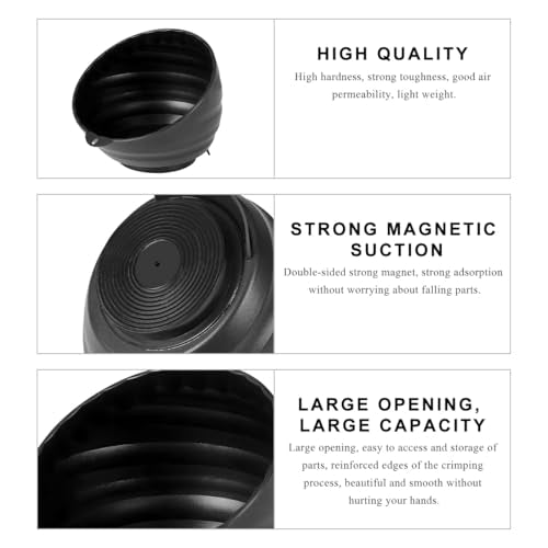Magnetic Nut Cup, Curved Magnetic Parts Tray Bolts Organizer Holds Up to 5 Pounds, Multi-Use Nuts Screws Bowl Small Parts Tray Attaches to Metal Surface, Car Accessories (Black) - color: Black