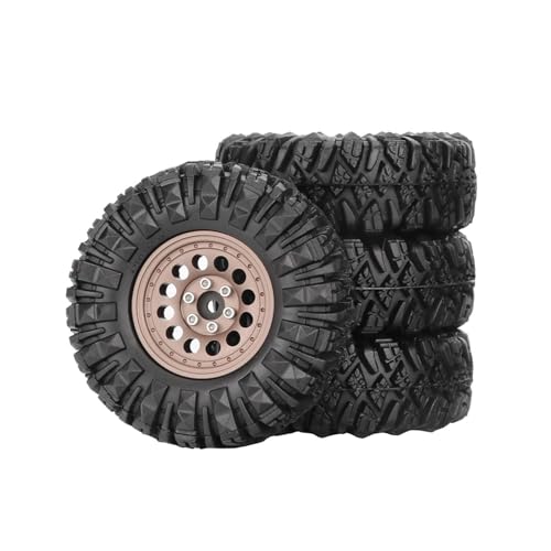 1.3” All-Terrain Tire and Wheel Set, Metal Beadlock 5mm & 7mm Hex Wheels for SCX24 TRX4M 1/12 1/14 1/18 1/24 RC Crawler Car (B, Bronze) - color: B, Bronze